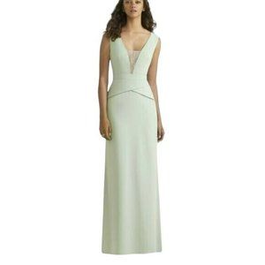 Social Georgette Lace Trumpet Peplum Long Evening Formal Gown Dress NWT Sz 2